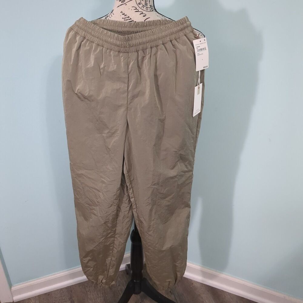 Good American Essential Nylon Track Pants Joggers Brindle 0 Small new with tags